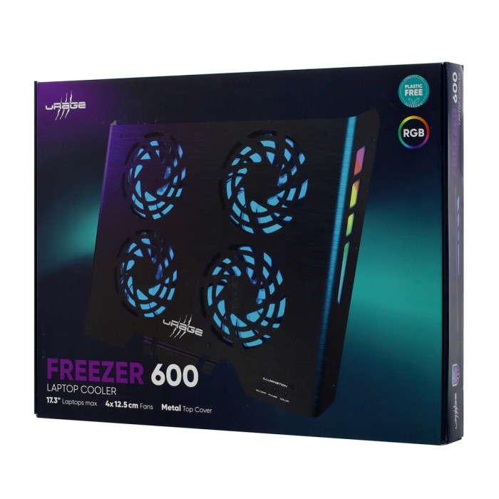 Подставка для ноутбука uRage Freezer 600 Metall (00219823), USB, 4x12.5cm fan, up to 17,3", black