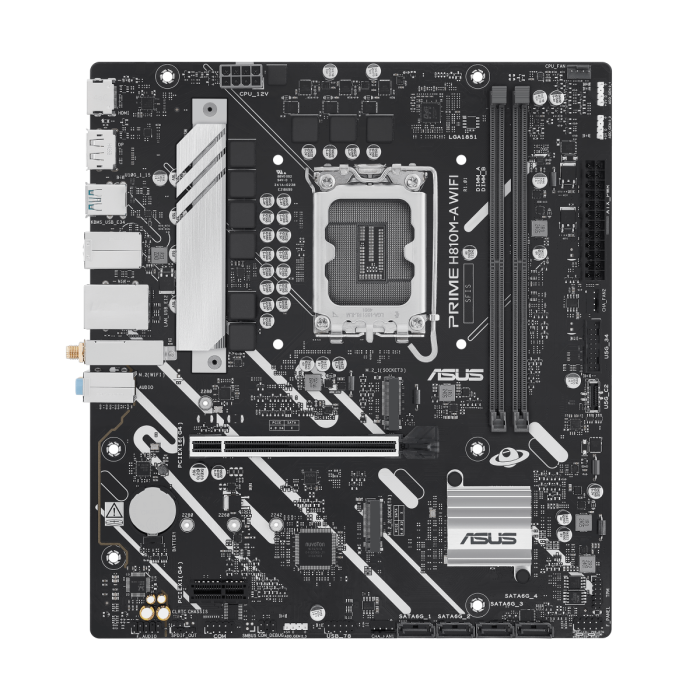 Материнская плата ASUS PRIME H810M-A WIFI, LGA1851 H810 2xDDR5 4xSATA 2xM.2 HDMI DP USB-C mATX