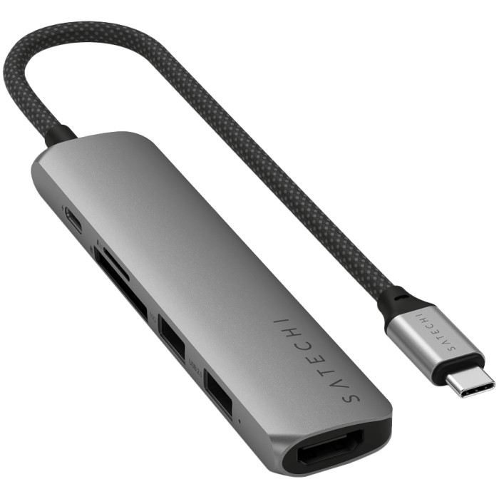 SATECHI 6-in-1 USB-C Slim Multiport Adapter (Space Grey)