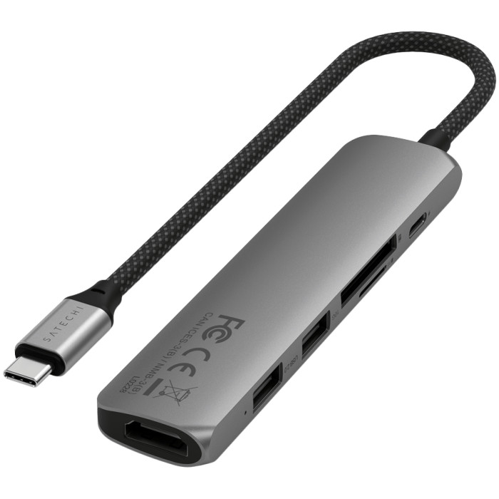 SATECHI 6-in-1 USB-C Slim Multiport Adapter (Space Grey)