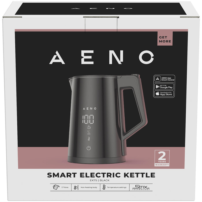 AENO Electric Kettle EK7S Smart: 1850-2200W, 1.7L, Strix, Double-walls, Temperature Control, Keep warm Function, Control via Wi-Fi, LED-display, Non-heating body, Auto Power Off, Dry tank Protection