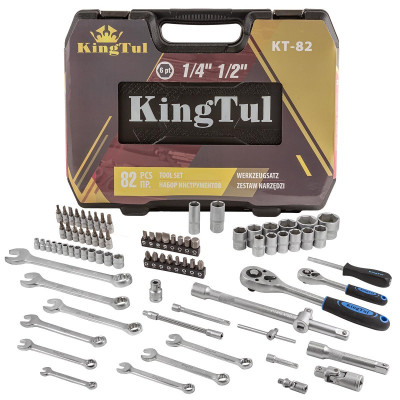 Набор инструментов 82 предмета1/2&quot;,1/4&quot; (6гр.)(4-32мм) KINGTUL 1973        KT-82