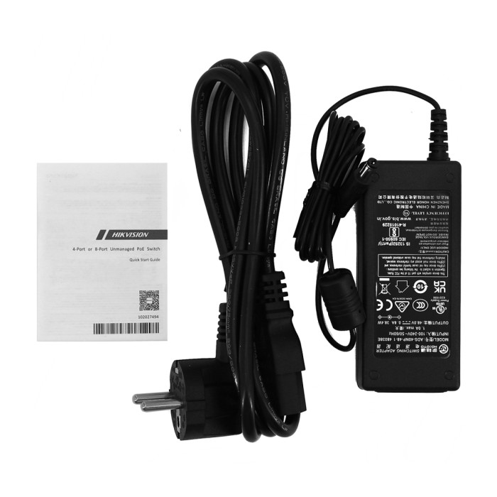 Switch  4 port 10/100M Hikvision DS-3E0106HP-E, 2xHi PoE, 3xPoE, 2xRJ45, PoE 60W, desktop