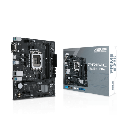 Сист. плата ASUS PRIME H610M-R D4-SI, 1700, 2xDDR4, PCI-E x16, M.2, 4xSATA, DVI-D, HDMI, D-Sub, BOX