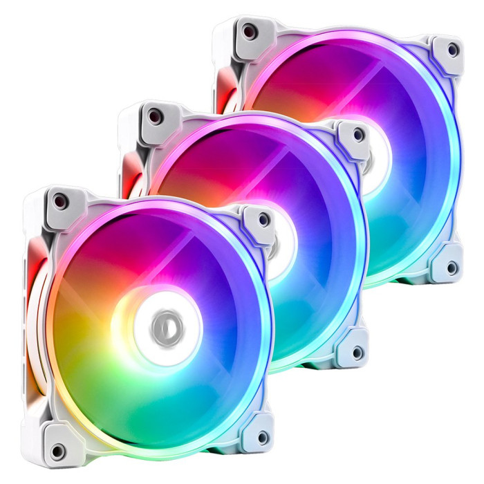 Fan kit for case, 12cm x 3, ID-Cooling, ZF-12025-ARGB TRIO-SNOW, 500-1600rpm, 50CFM