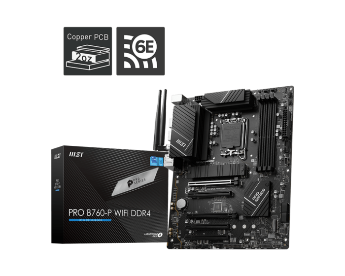 Материнская плата MSI PRO B760-P WIFI DDR4 LGA1700 4xDDR4 4xSATA3 RAID 2xM.2 HDMI DP ATX