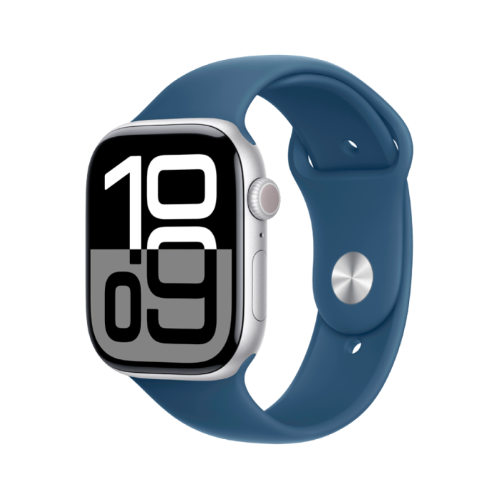 Apple Watch Series 10 GPS 42mm Silver Aluminium Case with Denim Sport Band - S/M,Model A2997