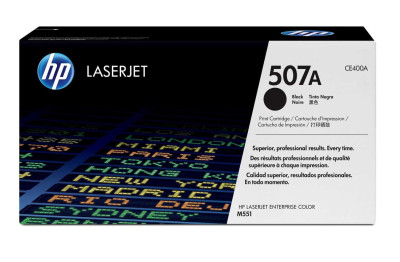 HP 507A Black Cartridge for Color LaserJet M551, up to 5500 pages.