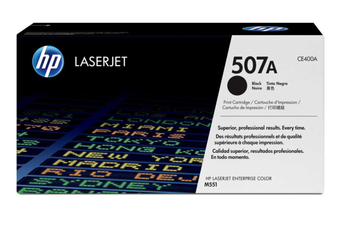 HP 507A Black Cartridge for Color LaserJet M551, up to 5500 pages.