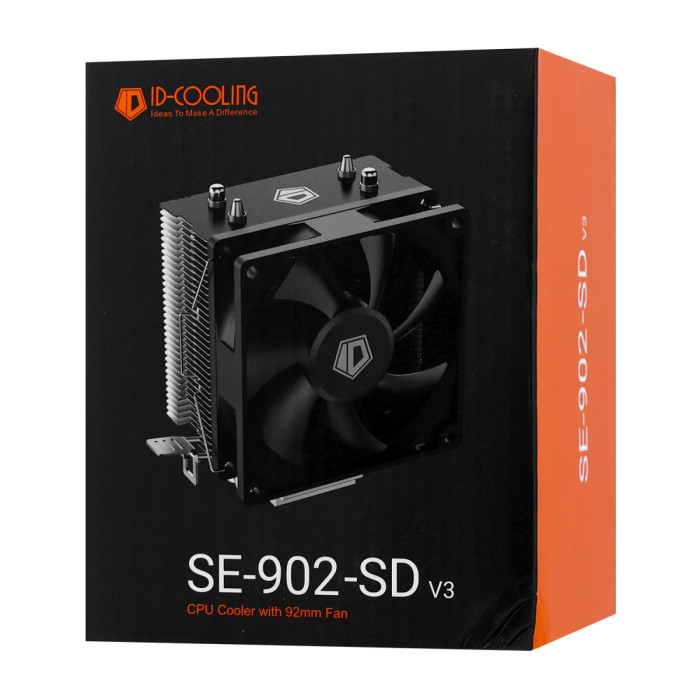 Cooler ID-Cooling, for S1700/1200/115x/AMD, SE-902-SD V3, 9cm fan, 2000rpm, 37.44CFM, 3pin