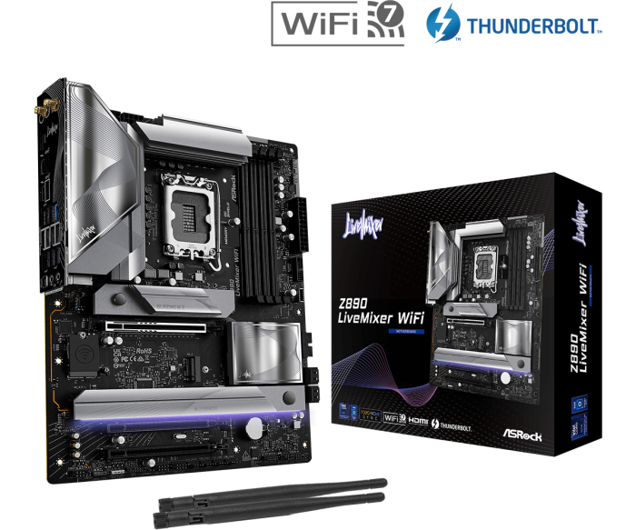 Материнская плата ASRock Z890 LIVEMIXER WIFI LGA1851 4xDDR5 4xSATA 4xM.2 HDMI Type-C ATX