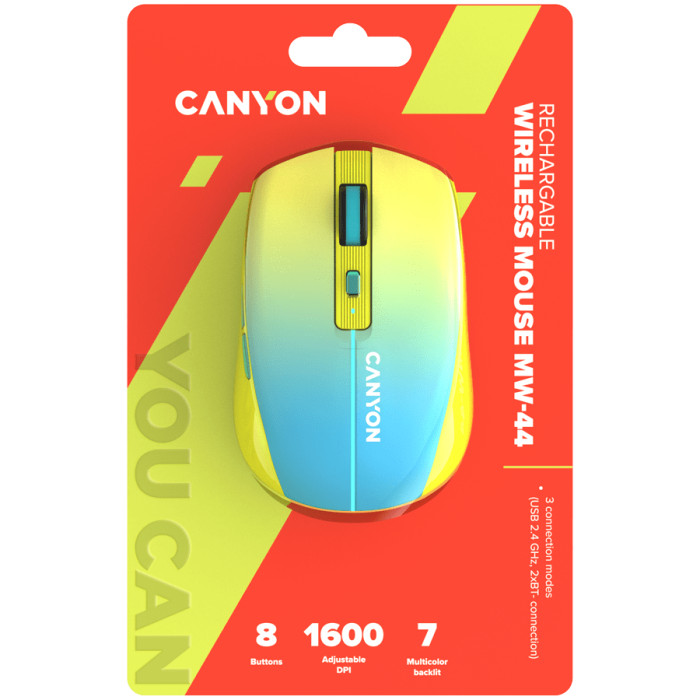 CANYON mouse MW-44  Wireless Charge Yellow Blue