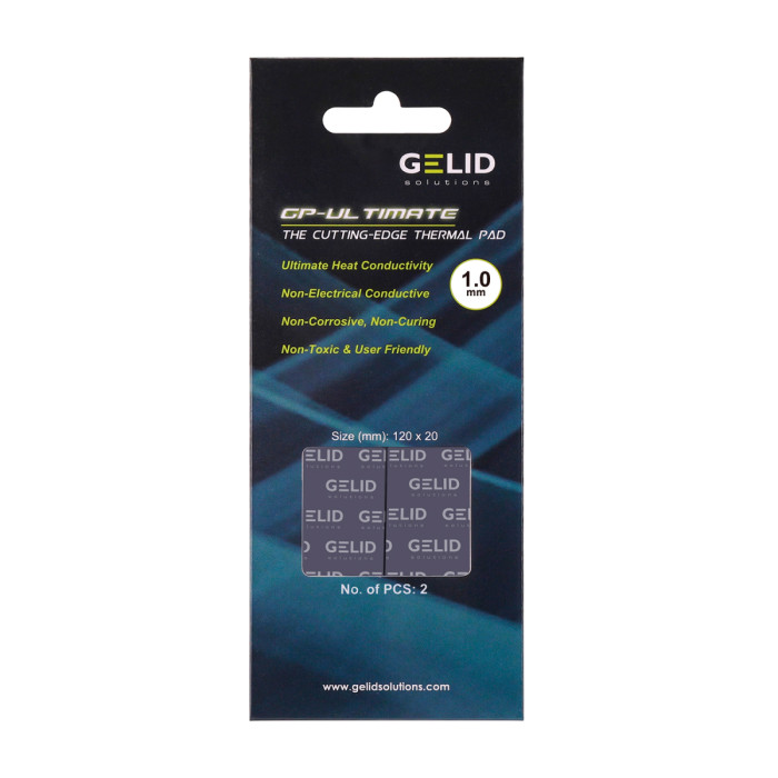 Термопрокладка , heatsink compound, Gelid GP-Ultimate, 120x20x1.5mm, 3.2g/cm3, (2шт/уп)