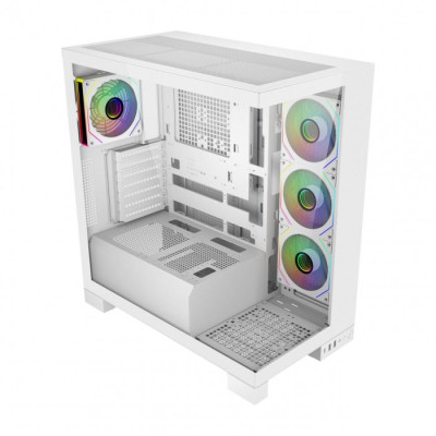 Кейс M540-WA, Panoramic ATX Mid Tower, ATX(BTF), M-ATX, Mini-ITX, USB3.0 x 2, Type-C, TG, White