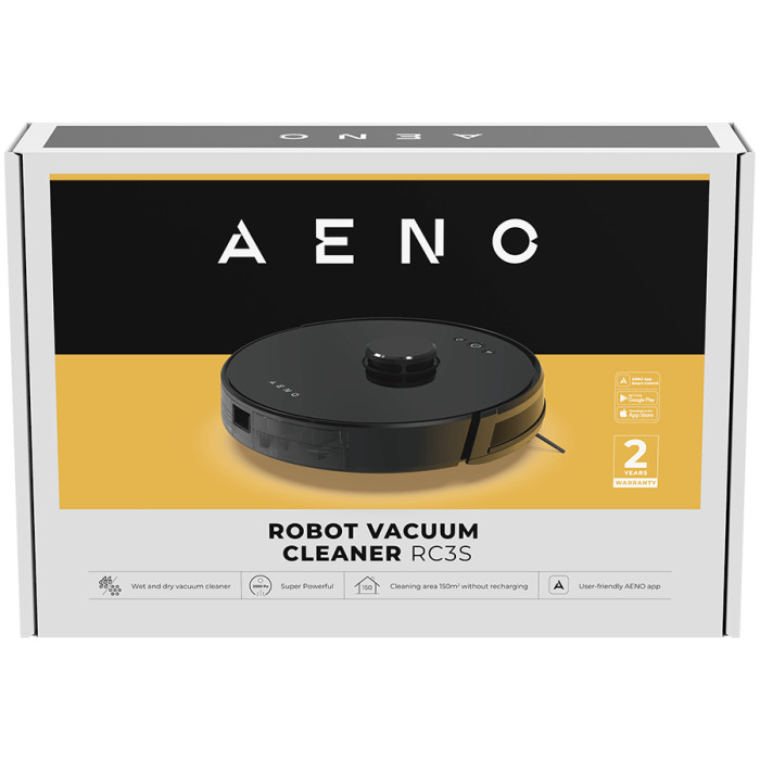 AENO Robot Vacuum Cleaner RC3S: wet & dry cleaning, smart control AENO App, powerful Japanese Nidec motor, turbo mode