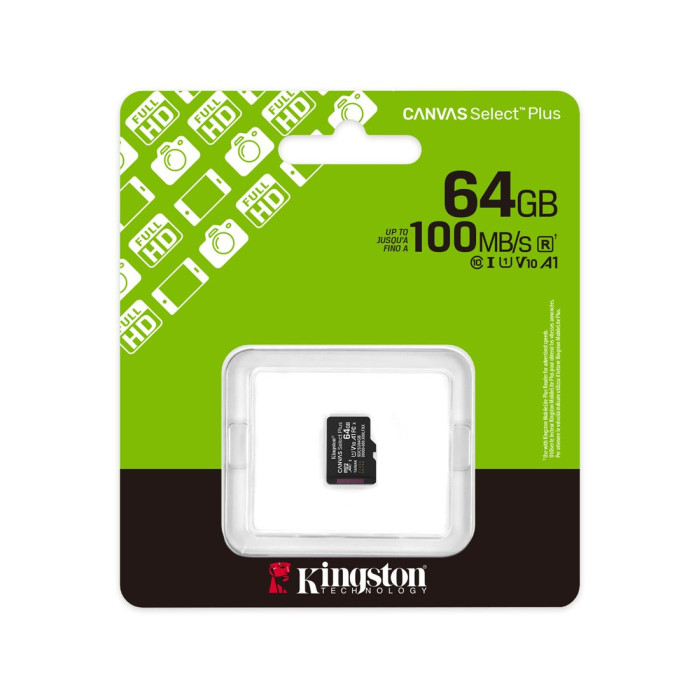 Карта памяти Kingston SDCS3/64GBSP Canvas Select Plus A1 U1 V10 64GB