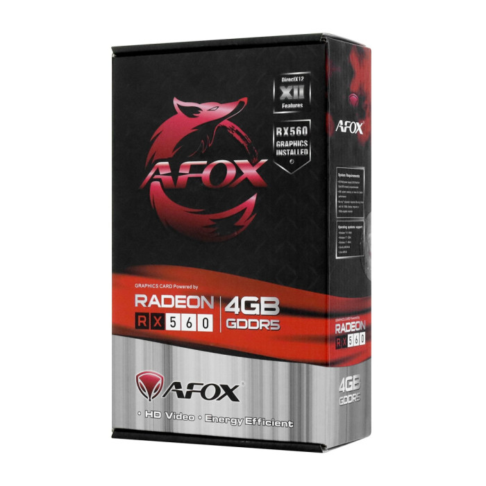 GPU AMD, 4 GB, Afox RX 560 [AFRX560-4096D5H4-V2], HDMI/DP/DVI, GDDR5/128bit