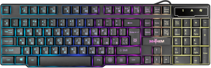 Клавиатура проводная игровая Defender Mayhem GK-360DL, ENG/RUS, USB, RGB подсветка, НОВИНКА!