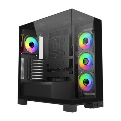 Кейс M540-BA, Panoramic ATX Mid Tower, ATX(BTF), M-ATX, Mini-ITX, USB3.0 x 2, Type-C, TG, Black