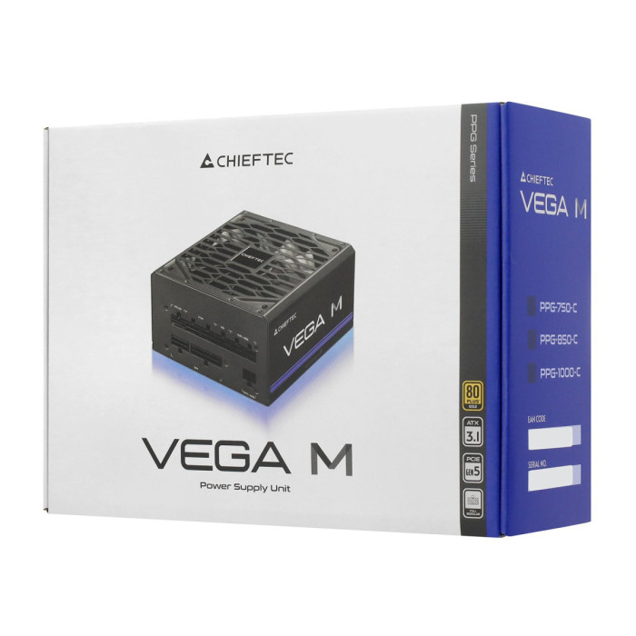 Power supply ATX Chieftec Vega M, PPG-1000-C, 1000W, 80Plus Gold, modular, ATX3.1