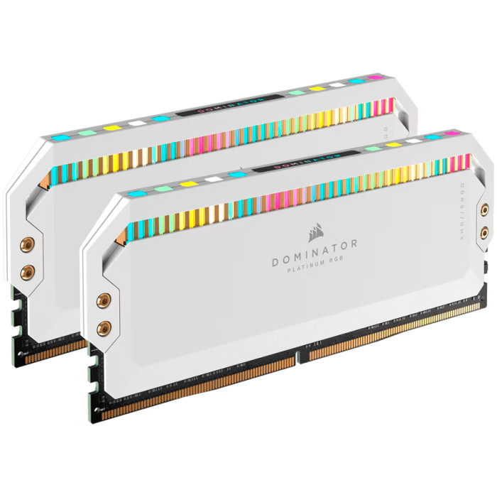 CORSAIR DDR5, 5200MT/s 32GB 2x16GB DIMM, 40-40-40-77, STD PMIC, XMP 3.0, DOMINATOR PLATINUM RGB DDR5 White Heatspreader, RGB LED, 1.25V