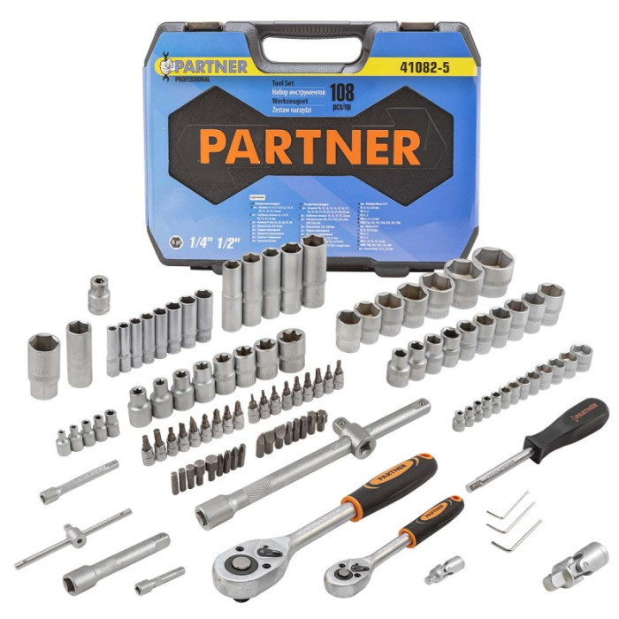 Набор инструмента 108 предметов 1/4"&1/2" (6-гран)(4-32мм) 771         PA-41082-5