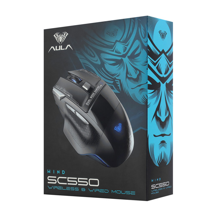 Mouse Aula Wind SC550, Wireless, Optical 4800 dpi, USB, 8 button, Blue&White
