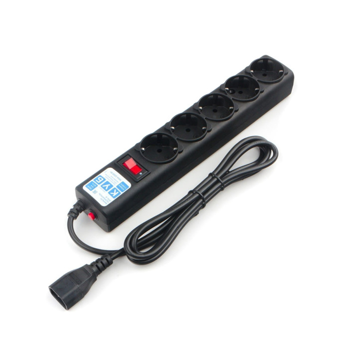Сетевой фильтр Power Cube, 3м, SPG5-B3, 5 розеток(C14), 10A, Black