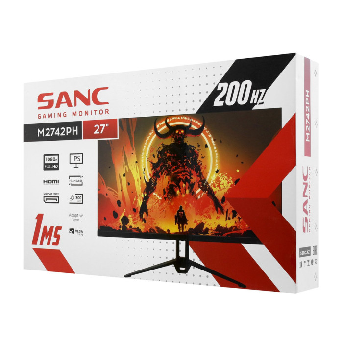 LCD 27" Sanc M2742PH V3, 1920x1080, IPS (LED) 200Hz, 1ms, 300cd/m2, 1000:1, 2HDMI/DP