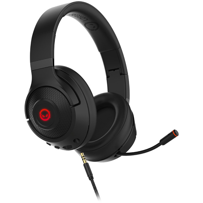 Lorgar Noah 501, gaming bluetooth headset with microphone, BT 5.3 JL7006, battery 1000mAh, type-C charging cable 0.8m, audio cable 1.5m, size:195*185*80mm, 0.28kg. Black