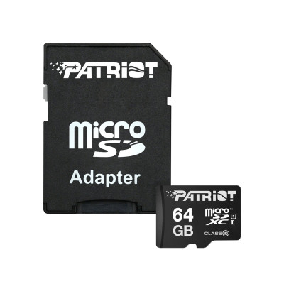 MemoryCard microSDXC  64GB, Patriot LX Series PSF64GMCSDXC10, Class 10, UHS-I, + adapter SD