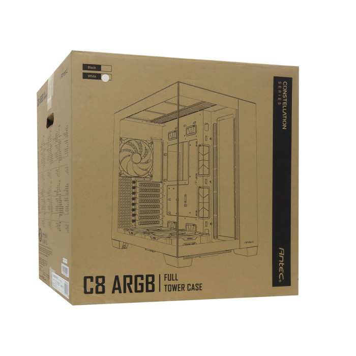 Case ATX full tower Antec, C8 ARGB, 2*160 ARGB+1*140 ARGB fan, (без БП), white
