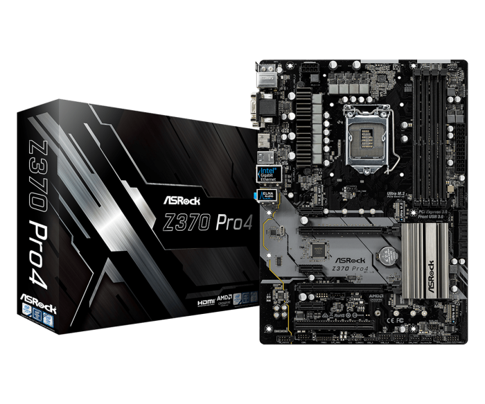 Материнская плата ASRock Z370 PRO4 iZ370 4xDDR4 6xSATA3 2xM.2 DVI HDMI D-Sub ATX