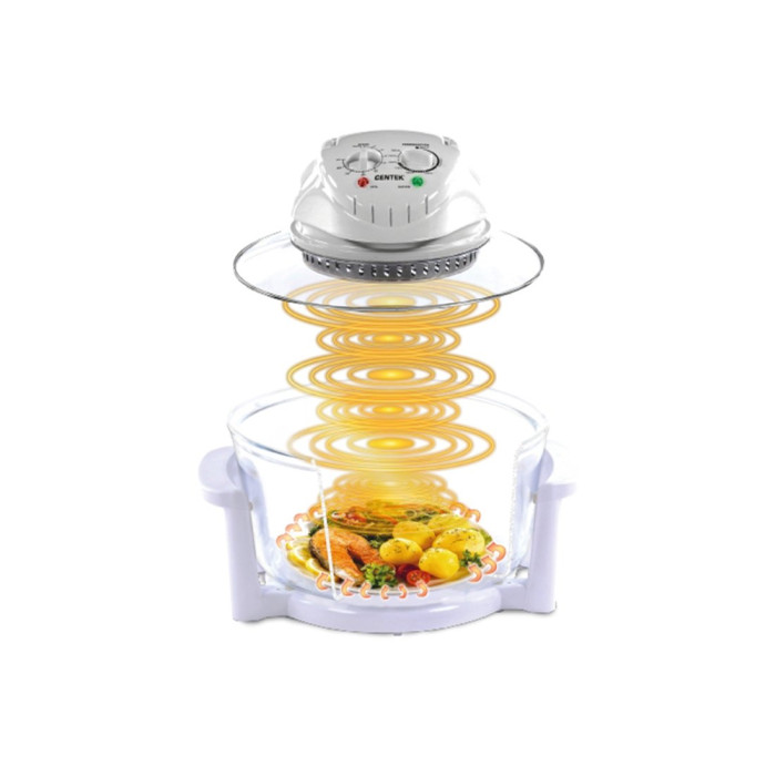 Аэрогриль, Centek, CT-1456, 12+5л, 1400Вт, Таймер 90 мин, Max 250°, 2 решетки, Белый