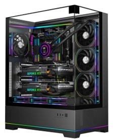 Кейс FSP U691-BP, Panoramic ATX Ultra Tower, ATX(BTF), M-ATX, Mini-ITX, USB3.0 x 2, Type-C, TG, Black