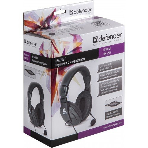 Наушники с микрофоном Defender Gryphon HN-750 Black Регулят. громк., 2м кабель