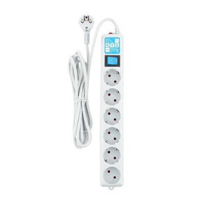 Сетевой фильтр Power Cube, 5м, SPL(5+1)-16B-P-5M, 6 розеток, 16A/3.5кВт, Белый