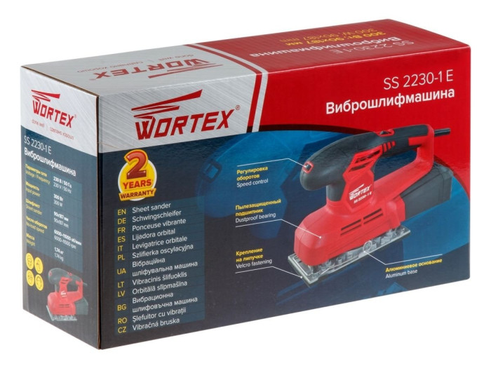 Виброшлифмашина WORTEX SS 2230-1 Е в кор. 300 Вт, 90х187 мм, 6000-11000 об/мин