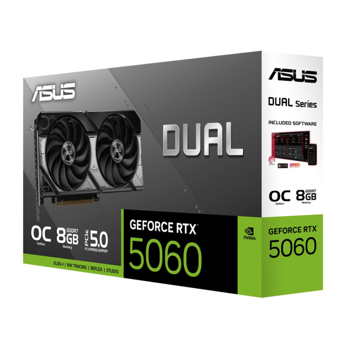 GPU NVIDIA, 8 GB, ASUS RTX 5060 DUAL OC [DUAL-RTX5060-O8G], HDMI/3DP, GDDR7/128bit