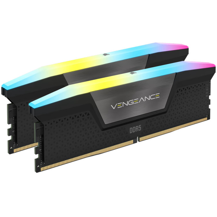 Corsair DDR5, 5600MT/s 32GB 2x16GB DIMM, Unbuffered, 40-40-40-77, XMP 3.0, VENGEANCE RGB DDR5 Black Heatspreader, RGB LED, 1.25V
