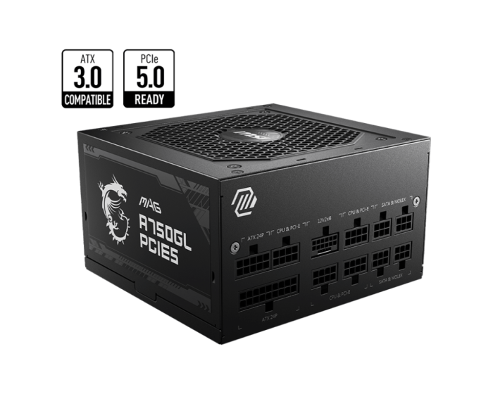 Блок питания MSI MAG  A750GL PCIE5, 750W, Active PFC, 80+ GOLD, Full Modular, MAG A750GL PCIE5