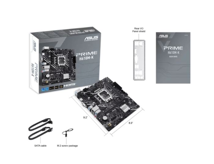 Материнская плата ASUS PRIME  H610M-K, LGA1700 2xDDR5 4xSATA3 M.2 VGA HDMI mATX