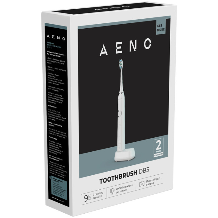 AENO Sonic Electric Toothbrush, DB3: White, 9 scenarios, with 3D touch, wireless charging, 46000rpm, 40 days without charging, IPX7