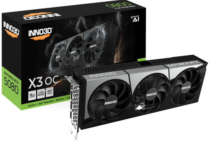 Видеокарта Inno3D GeForce RTX5080 X3 OC, 16G GDDR7 256-bit 1xHDMI 3xDP N50803-16D7X-17603930