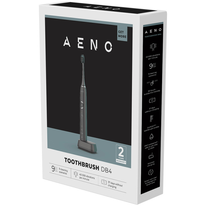 AENO Sonic Electric Toothbrush, DB4: Black, 9 scenarios, with 3D touch, wireless charging, 46000rpm, 40 days without charging, IPX7