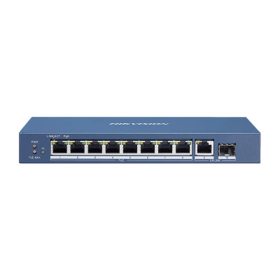 Switch  8 port 10/100/1000M Hikvision DS-3E0510P-E, 8xGE PoE, 1xRJ45 GE, 1xGb SFP, PoE 110W, desktop