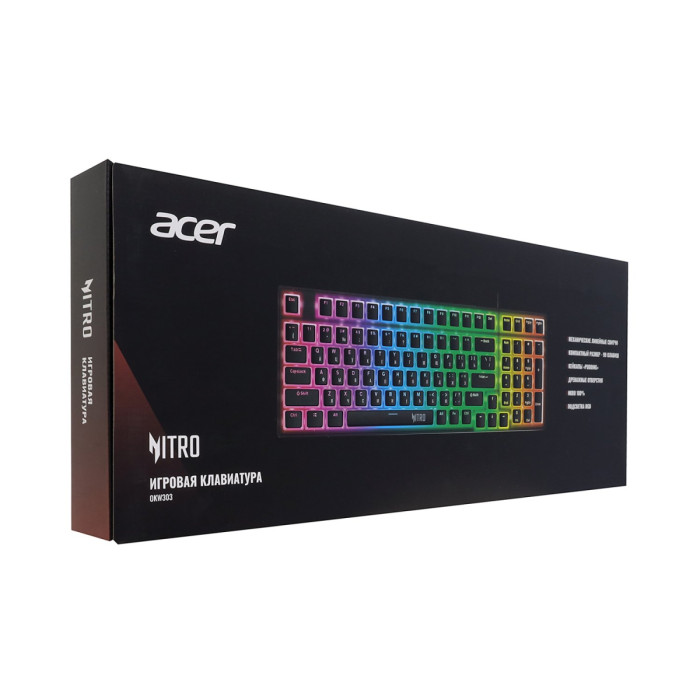 KeyBoard USB, Acer Nitro OKW303, 99 buttons, rus/lat, Silver