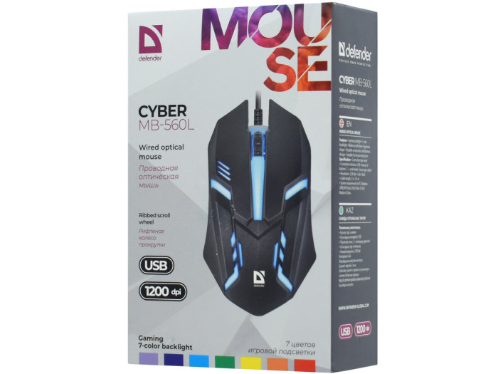Mouse Defender Cyber MB-560L B, USB, Optical 1200 dpi, (52560)