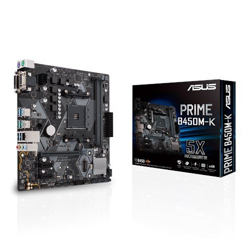 Материнская плата ASUS PRIME B450M-K AM4 2xDDR4 4xSATA3 RAID 1xM.2 1xDVI-D 1xD-Sub mATX