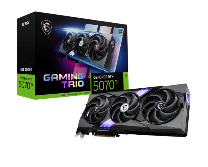 Видеокарта MSI GeForce RTX 5070Ti 16G GAMING TRIO OC PLUS, 16G GDDR7 256bit 1xHDMI 3xDP